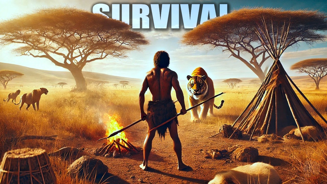 Day 1 Prehistoric Survival! Craft Build Survive...