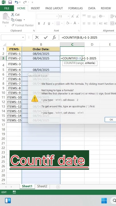Count Dates Greater Than a Specific Date in Excel Using COUNTIF ...