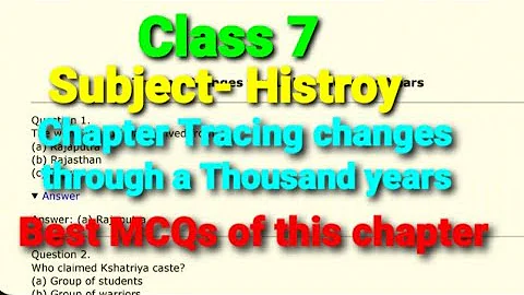 Class 7th Subject- History chapter 1 MCQs [Tracing Changes Through A Thousand Years] / Best MCQs
