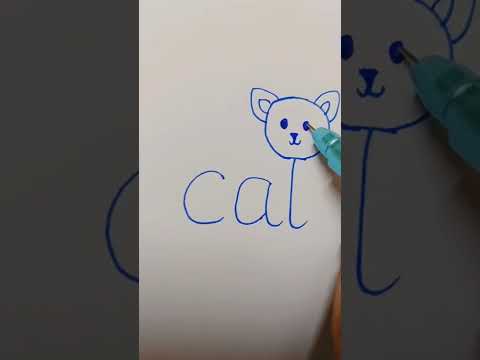 🐈Cartoon Kitty Drawing from the word Cat  #catdrawingeasy #drawingshorts #drawingtutorials #shorts