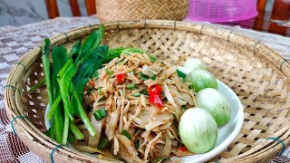 ตำแจ่วหน่อไม้ส้ม ( ซุปหน่อไม้ส้มใส่งาคั่ว ) กับข้าวบ้านๆ สไตล์ | ครัวบ้านๆ Channel