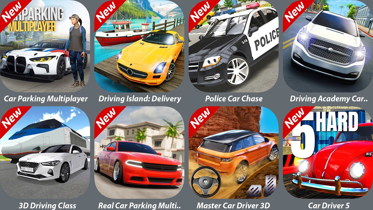 Car Parking Multiplayer,Police Car Chase,3D Driving Class,Real Car Parking,Master Car Driver 3D