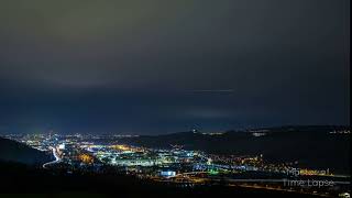 223 Time Lapse Stuttgart City Aerial View Night | Zeitraffer Stadt Lichter Kessel Verkehr Nacht 4K
