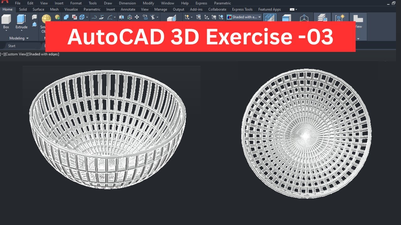 Creating Basket | AutoCAD 3D Practice Tutorial - 03 | Step-by-Step 3D ...