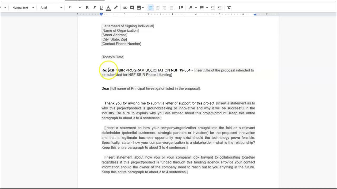 Letter of Support