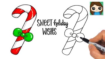 How to Draw a Candy Cane EASY + Holiday Calligraphy