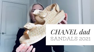 CHANEL Iridescent Lambskin Quilted Velcro Dad Sandals 38 Light Bronze  655059