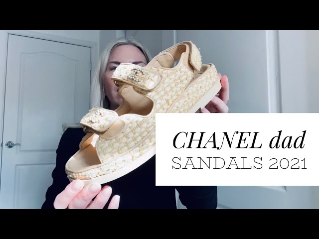 CHANEL, Shoes, Authentic Chanel Raffia Pearl Dad Sandals