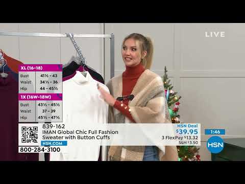 IMAN Global Chic Full Fashion Turtleneck Sweater W Butt