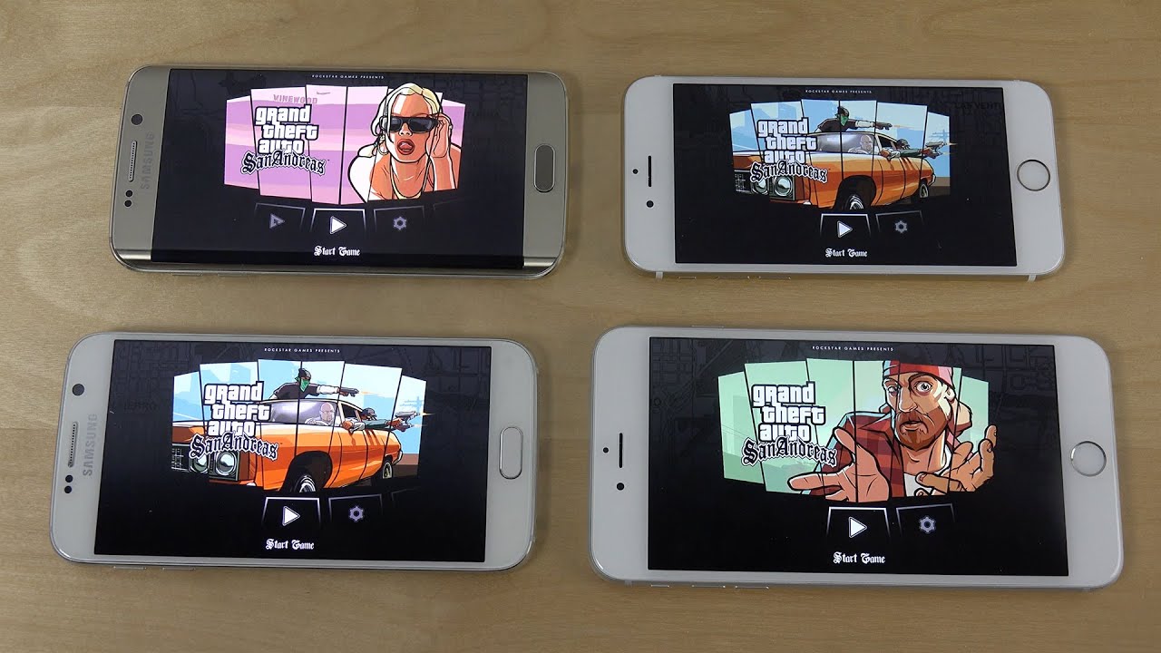 GTA San Andreas Samsung Galaxy S6 Edge Vs IPhone 6 Vs Galaxy S6 Vs 