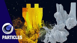 New Cinema 4D Particles with Pyro dissolving Logo effect