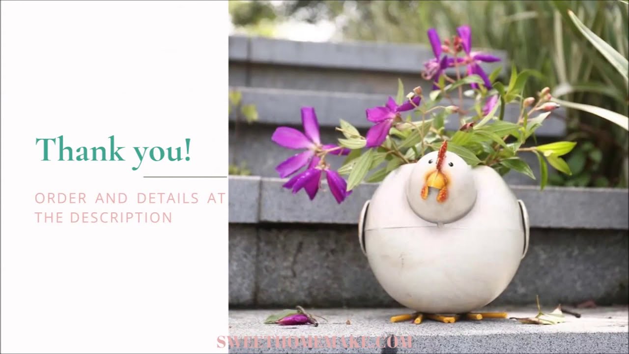 Rustic Plant and Flower Pot Holder by Rooster Chicken Figurine Ornaments