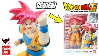 Review GOKU DEUS SUPER SAIYAJIN SH Figuarts Dragon Ball Z - SSJ God Bandai  brinquedo em portugues 