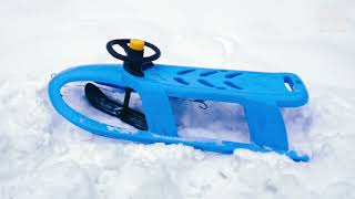 Sanki Plastikowe Z Możliwością Skrętu Z Kierownicą I Klaksonem, Niebieskie