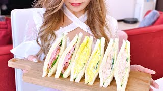 セブンイレブンっぽい【サンドイッチ】を頭の悪い服装で自作する女｜4K