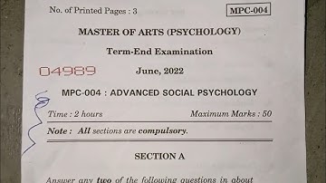 Advanced Social Psychology MPC-004 (2022) Question Paper IGNOU University