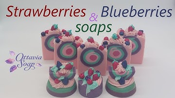 Strawberries and Blueberries Soap - one Embed for three Soaps- SUBTITLED