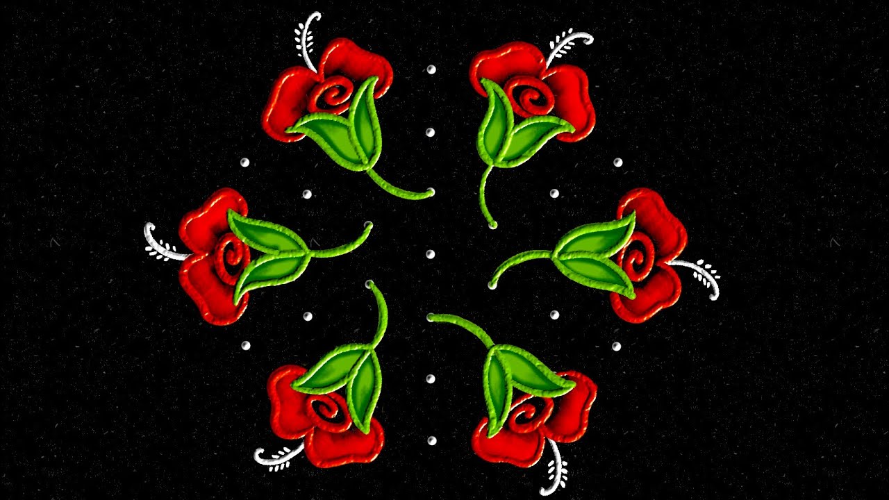 Amazing 7*4 dots easy Rangoli | easy Flower rangoli🌸 | colour flower kolam || easy dots kolam