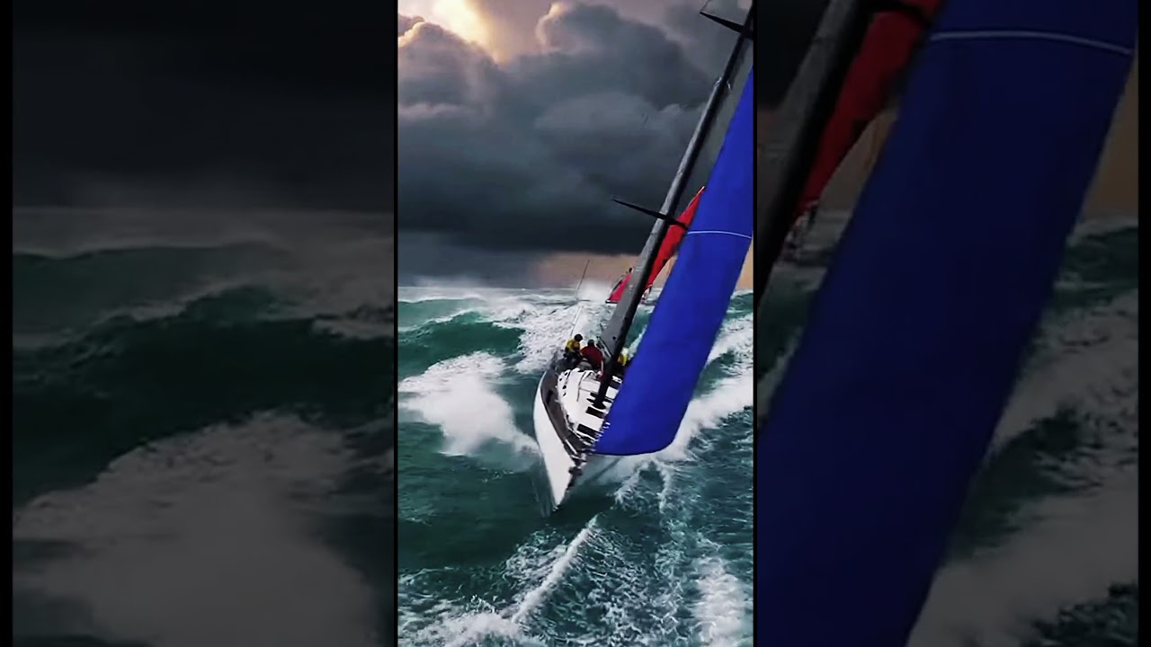 Storm Sailing Close Pass ⛵🌊 #Shorts