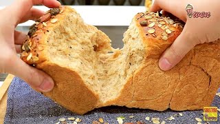 免揉全麦土司面包食谱| No Knead Whole Wheat Bread Loaf Recipe|免机, 松软拉丝|No Machine,Soft Fluffy Stringpull