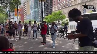Protest outside hotel where Trump will speak at National Association of Black Journalists (NABJ)