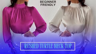 How To Cut And Sew Rushed Turtle Neck Topknot Collarslash And Spread Methodpattern Draftingdiy