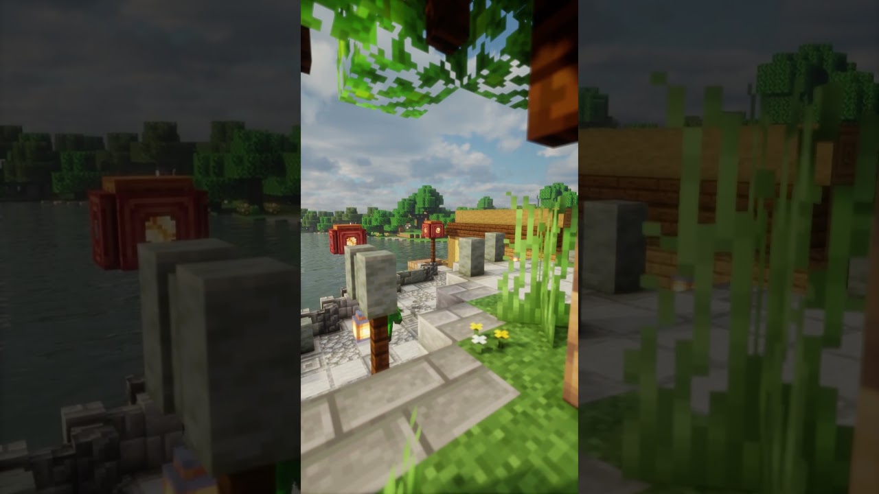 Minecraft Relaxing Cinematic Short. Riverside Pier - #cinematic #shorts  #minecraft #shaders