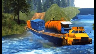 Amazing Driver Crossing a Deep River - Spintires Mudrunner