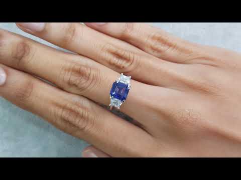 Blue unheated asscher cut sapphire 2.09 carats, Sri Lanka Video  № 3