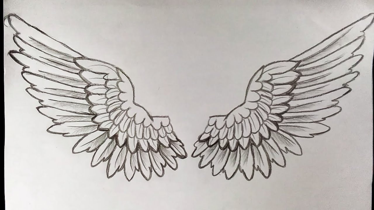 how to draw angel wings step by step