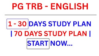 PG TRB ENGLISH | 70 DAYS STUDY PLAN | 1 TO 30 DAYS STUDY PLAN | 9790899652