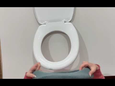 Накладка-чохол на ободок унітазу м'яка на гумці Ecoco 0852/beige, відео 1