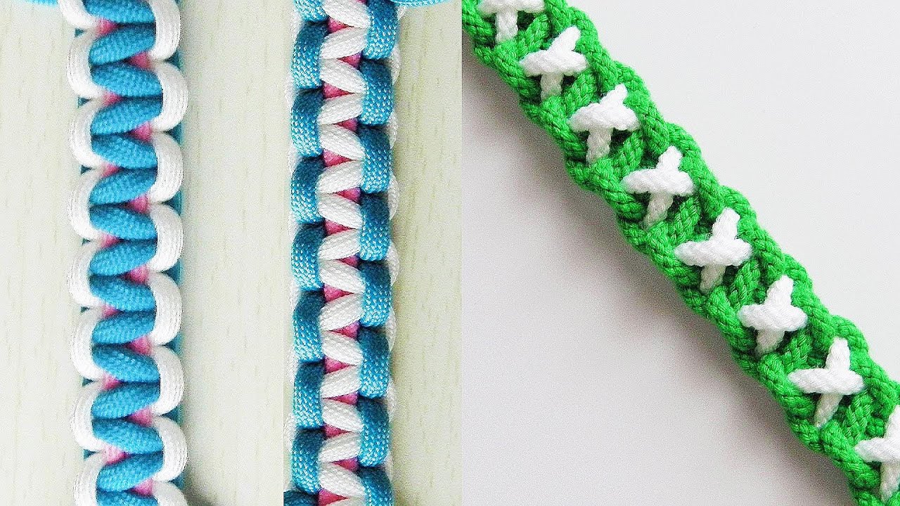 基本の結び方 平結び とその応用 バツの模様が特徴的なひもの編み方 パラコードhow To Make A Square Knot Youtube
