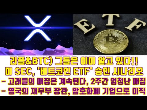 리플&amp;BTC) 그들은 이미 알고 있다!!, 미 SEC &#39;비트코인 ETF&#39; 승인 시나리오, 고래들의 매집은 계속된다, 2주간 엄청난 매집, 영국의 재무부 장관, 암호화폐 기업으로