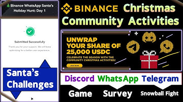 Binance Christmas Community Activities | Discord WhatsApp and Telegram Tasks | How to Participate