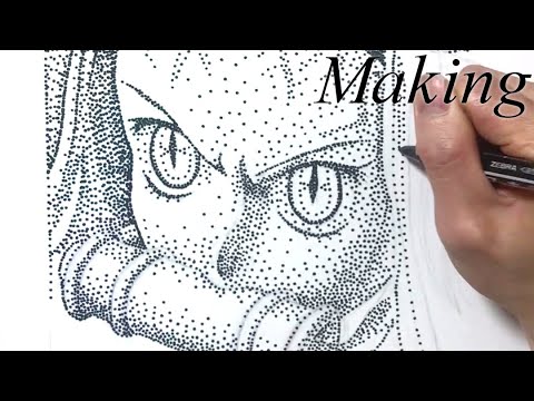 鬼滅の刃 ねずこを点描画で描いてみた メイキング Kimetsu No Yaiba Pointillism Drawing Youtube