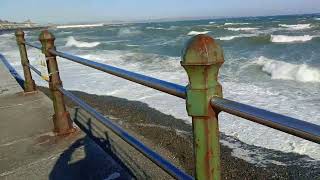 Windy day at Penzance promenade, Cornwall UK.  1 April 2025 at 17:11