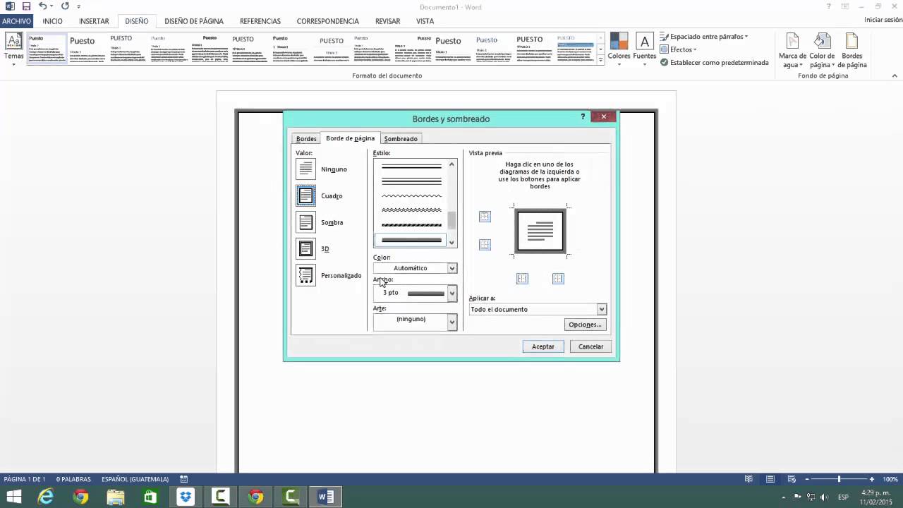 Como Poner Marco En Word Insertar borde de pagina Word 2013 - YouTube