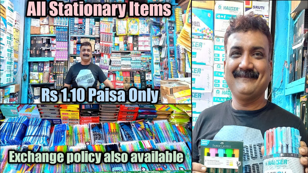 cheapest stationery items wholesale market in kolkata bara bazar Rs 1.10 paisa only YouTube
