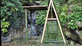 Build houses out of wood and bamboo/ primitive technology bushcraft shelter building.