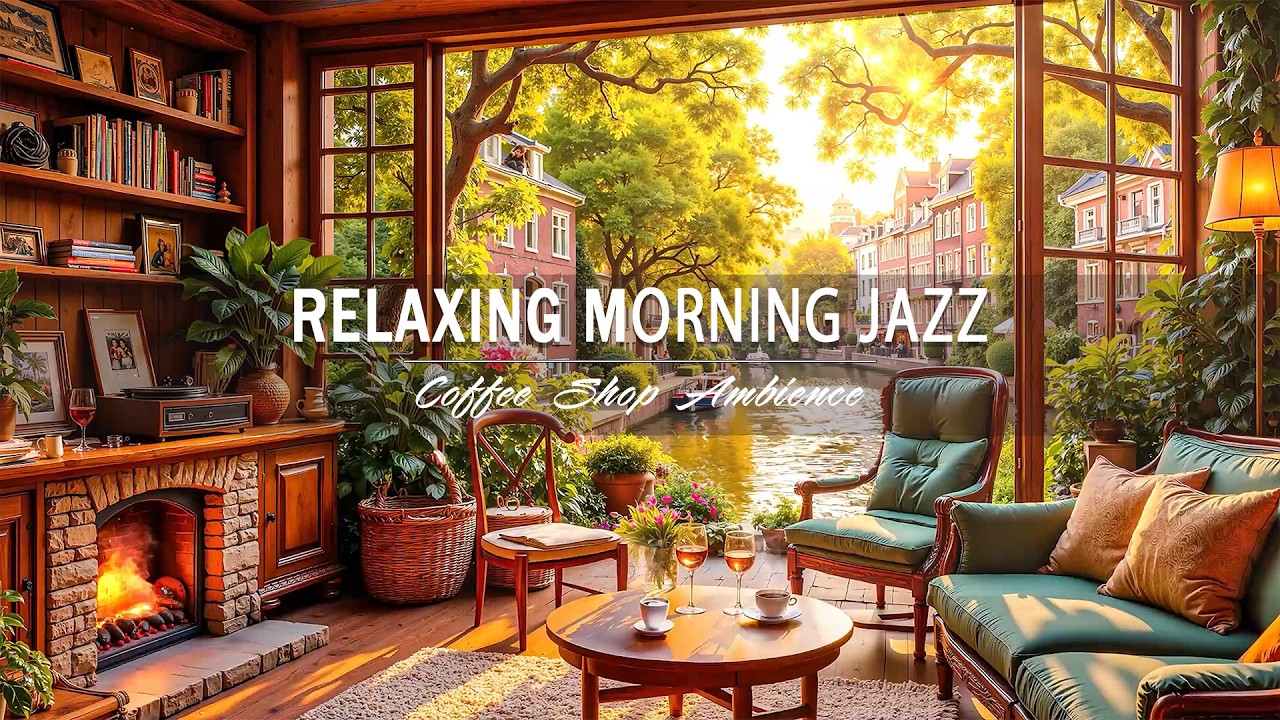 Relaxing Morning Jazz ☕ Cozy Coffee Porch Ambience by the Lake with Smooth Jazz Music for Good Mood