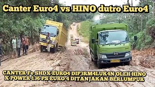 Mitsubishi Canter Euro4 DIPERMALUKAN Oleh  Hino dutro x power 136Ps Euro4 ditanjakan Berlumpur.