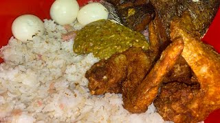 Vlog/ dry rice with fried fish and chicken/ cook and eat with us