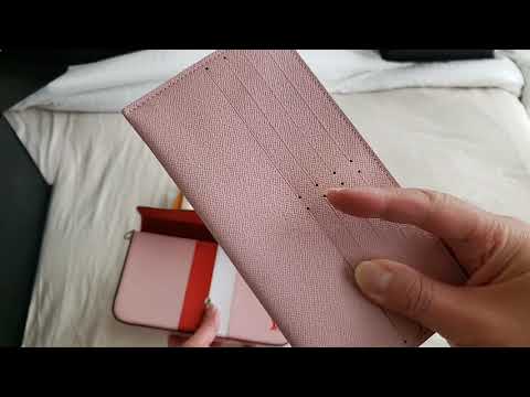 Louis Vuitton Light Pink Leather Long Card Holder Felicie Insert