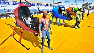 HOMEM ARANHA HULK E HOMEM DE FERRO COM HELICÓPTEROS! DESAFIO HELICÓPTEROS & SUPER HERÓIS - IR GAMES