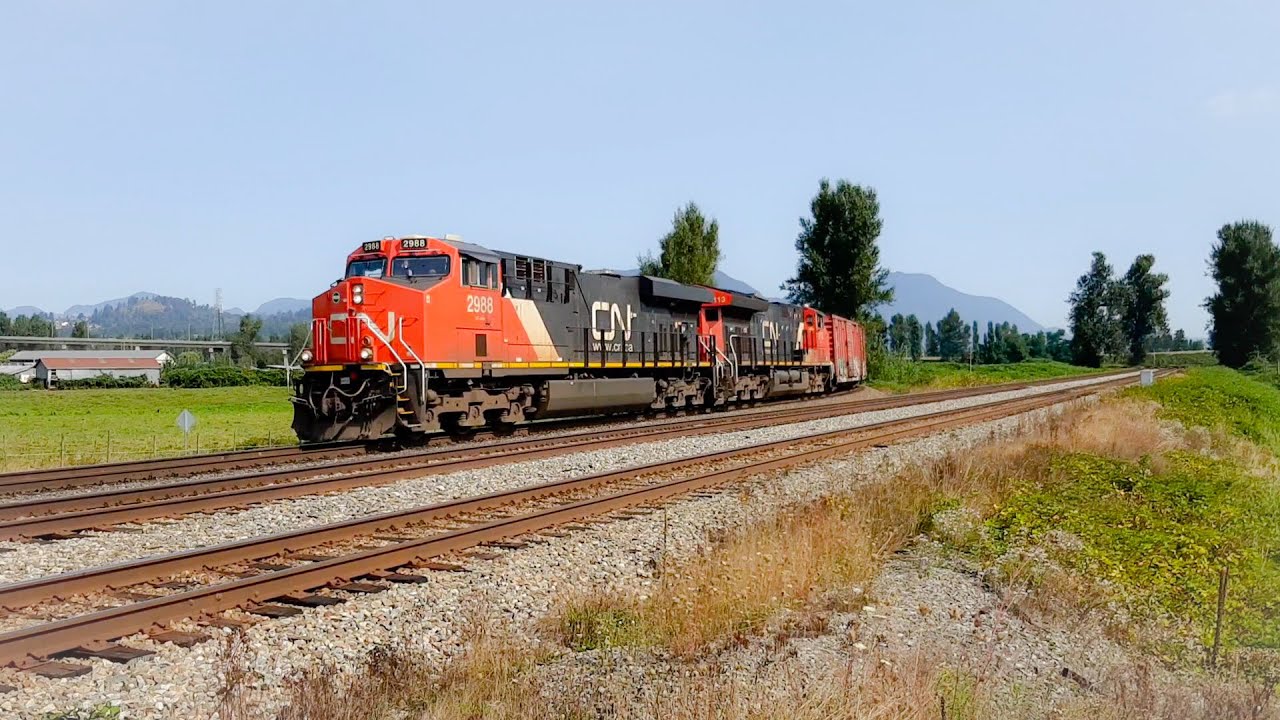 CN 2988 ES44AC Leads CP Train V89 Sorenson Street Matsqui British Columbia