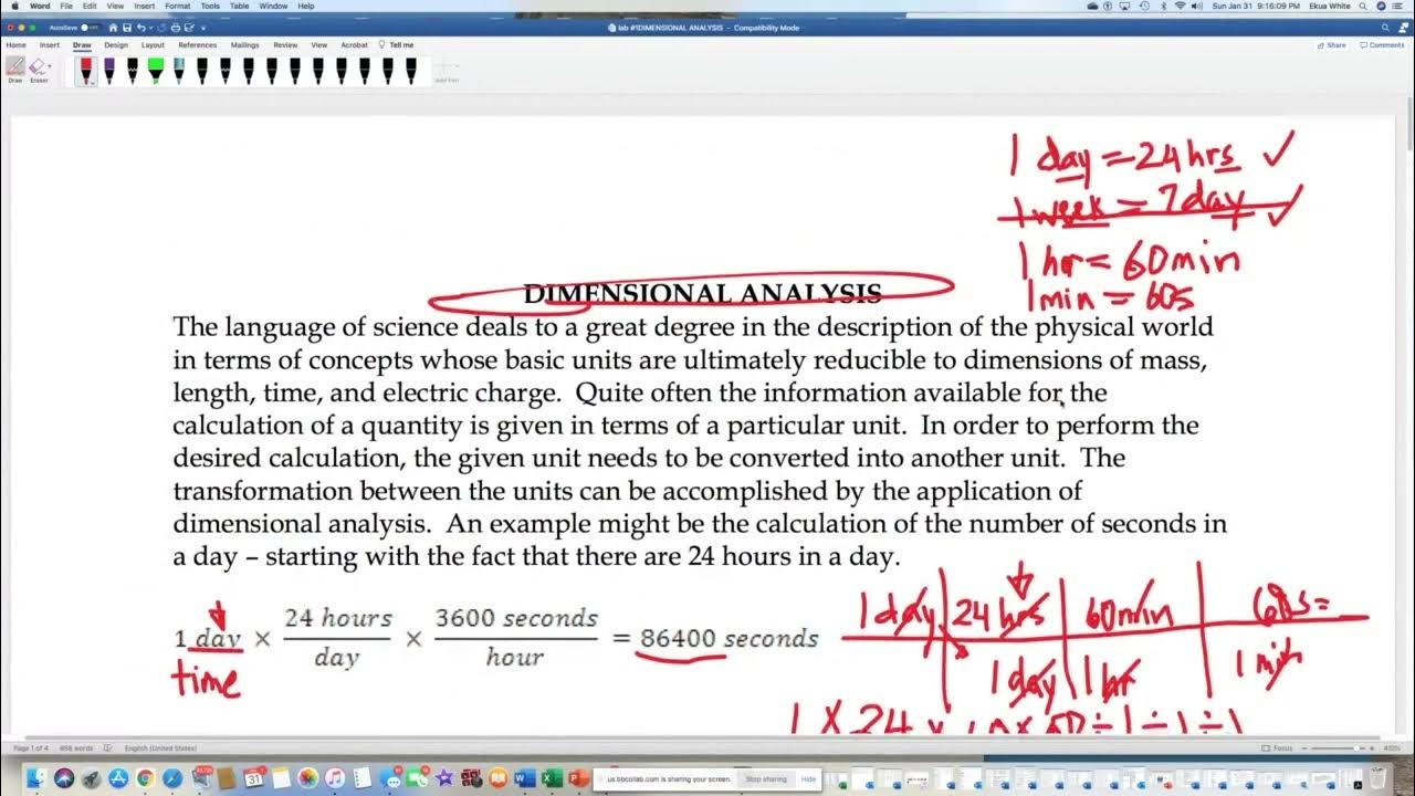 Chem 1405 Dimensional Analysis lab YouTube