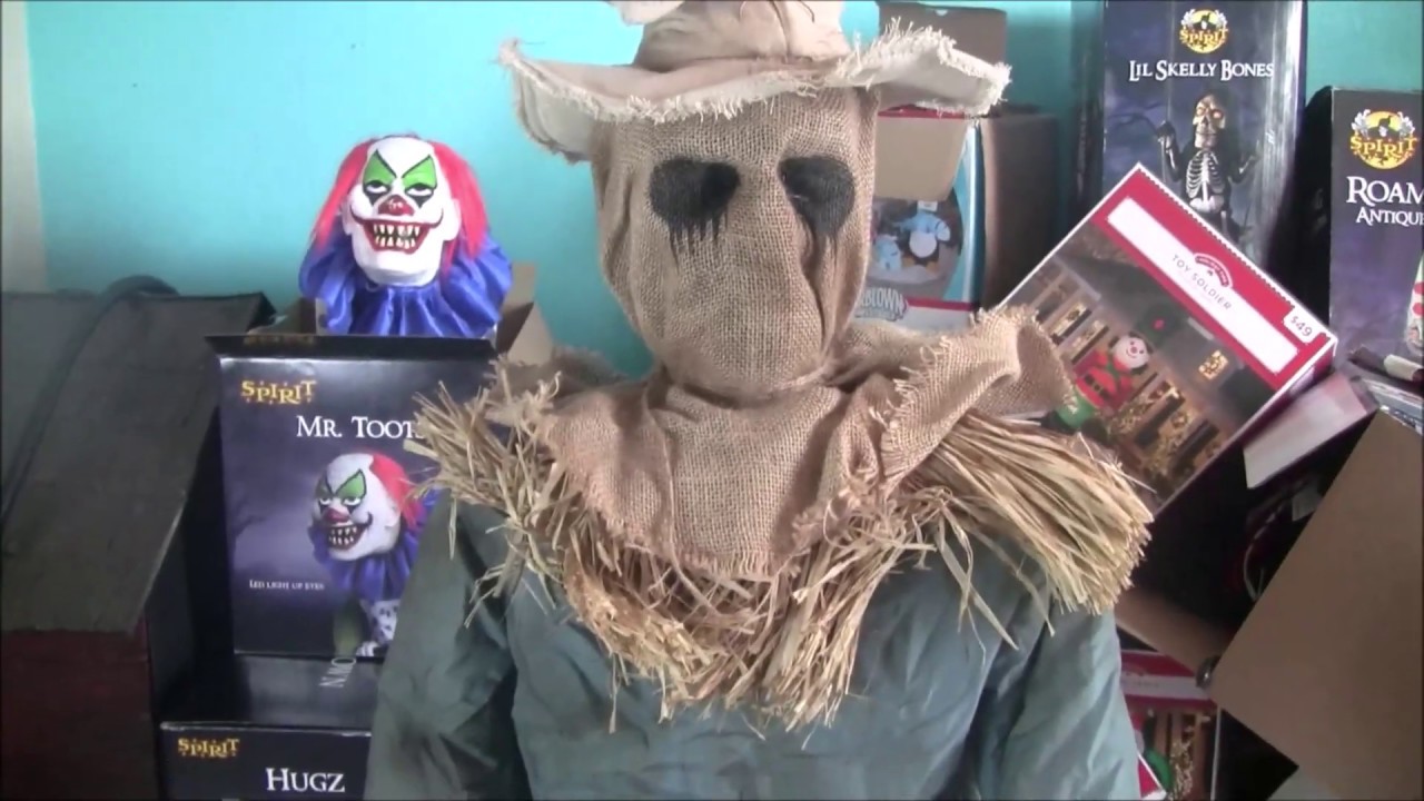 Spirit Halloween Sitting Scarecrow Unboxing And Setup YouTube