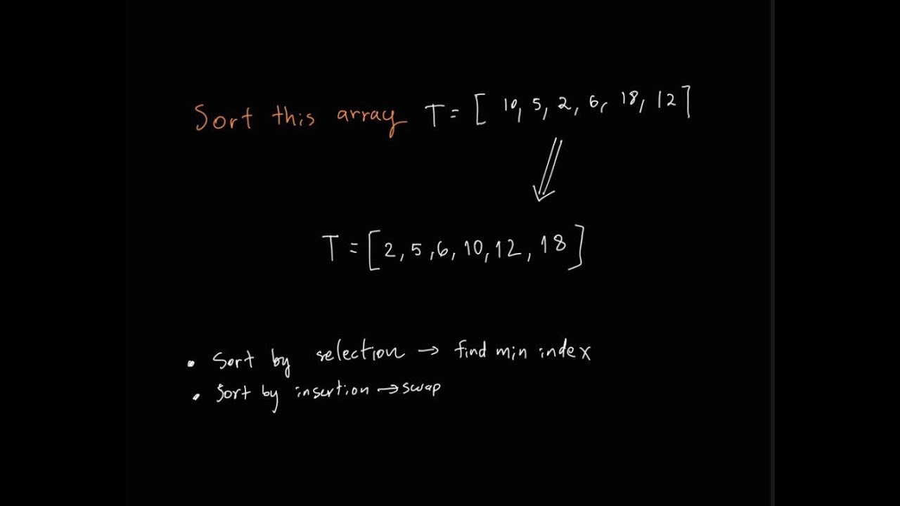 Sort Array: Selection Sort, and Insertion Sort - YouTube