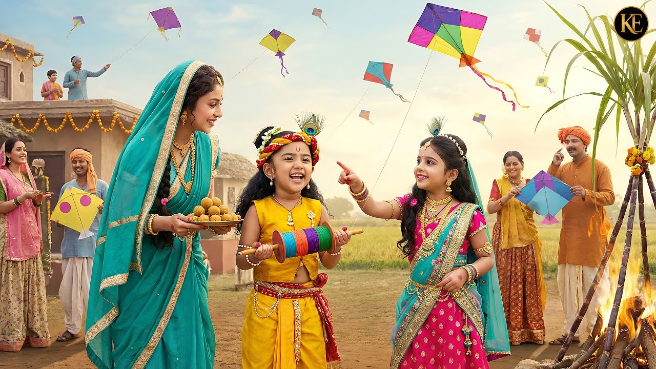 गोकुल में मकर संक्रांति का उत्सव | बाल कान्हा की पतंगबाज़ी || YMKN || Shree Krishan leela ||